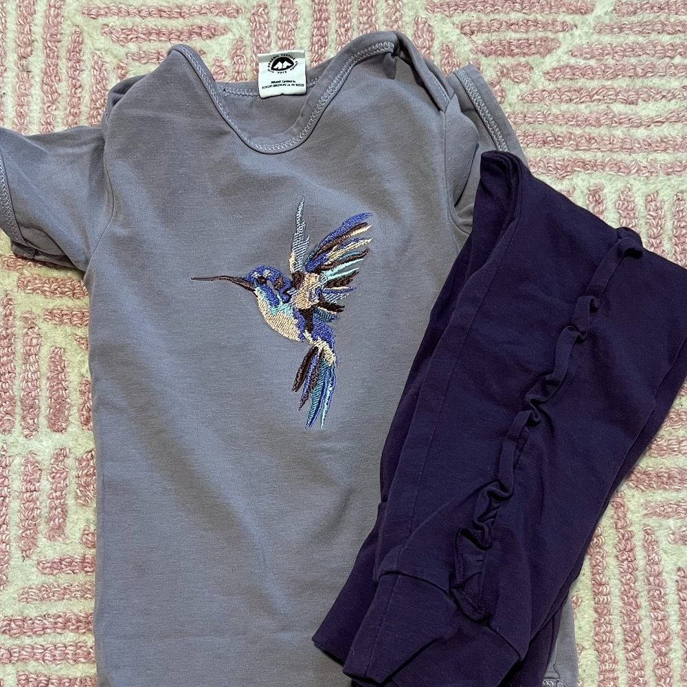 Organic Cotton Embroidered Hummingbird Set